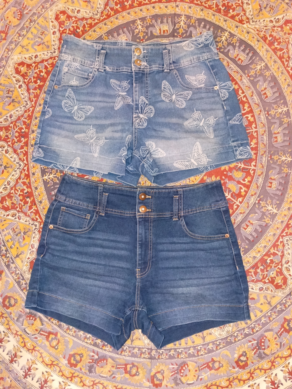 Lot Of 2 No Boundaries Women’s Shorts, Butterfly & Dark Blue High-Waist